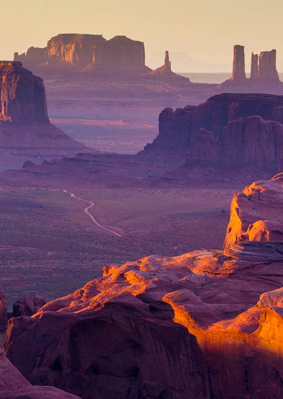 Monument Valley at dusk.