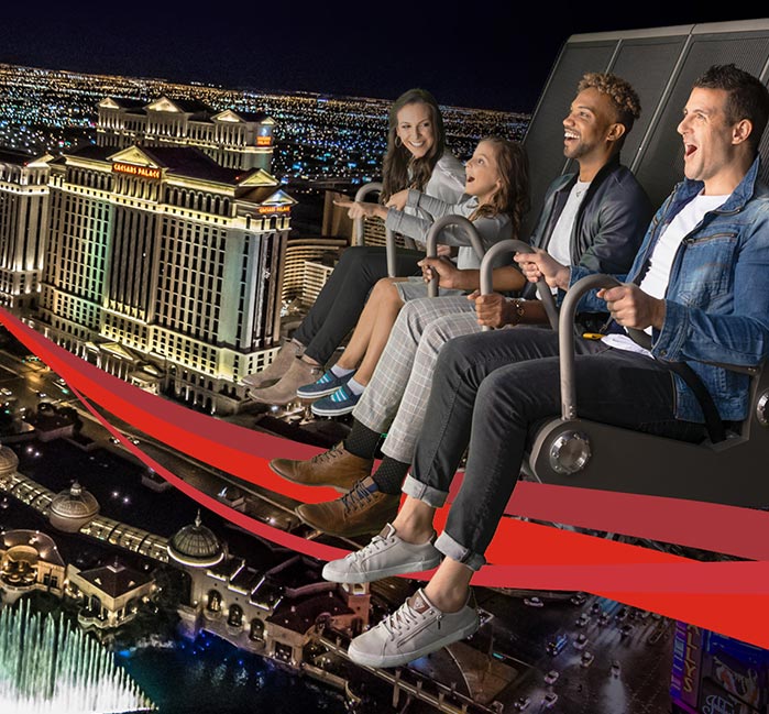 Riders overtop of the Las Vegas Strip.